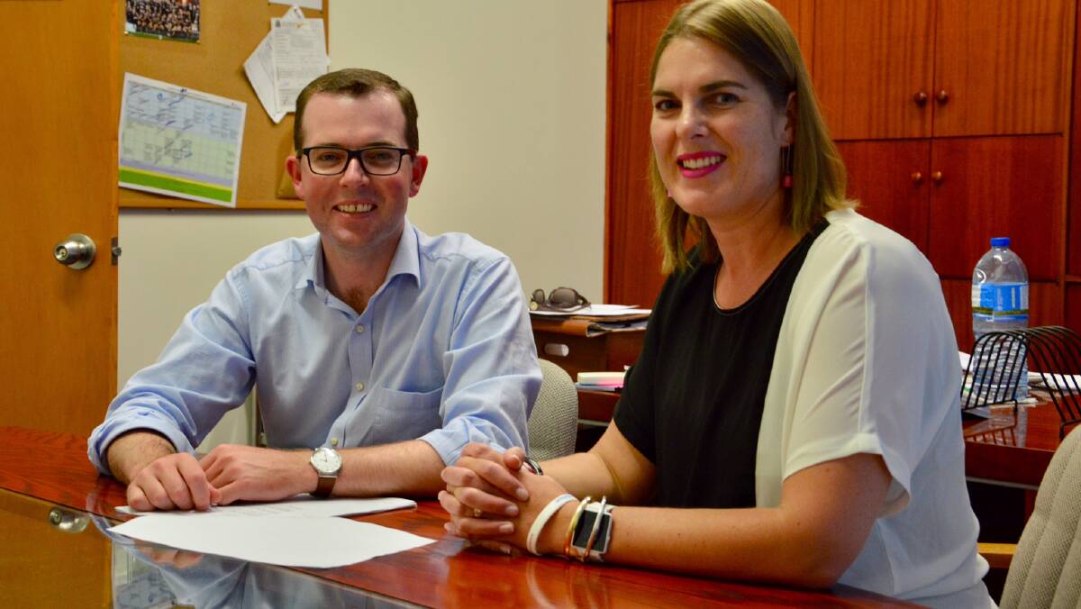 FUNDING HARMONY: Northern Tablelands MP Adam Marshall discussing this year’s Glen Innes Harmony Day program with Anna Watt from Arts North West.