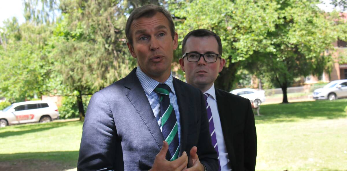Planning the future: Planning Minister Rob Stokes with Northern Tablelands MP Adam Marshall discussing the new wind energy framework to be implemented. 