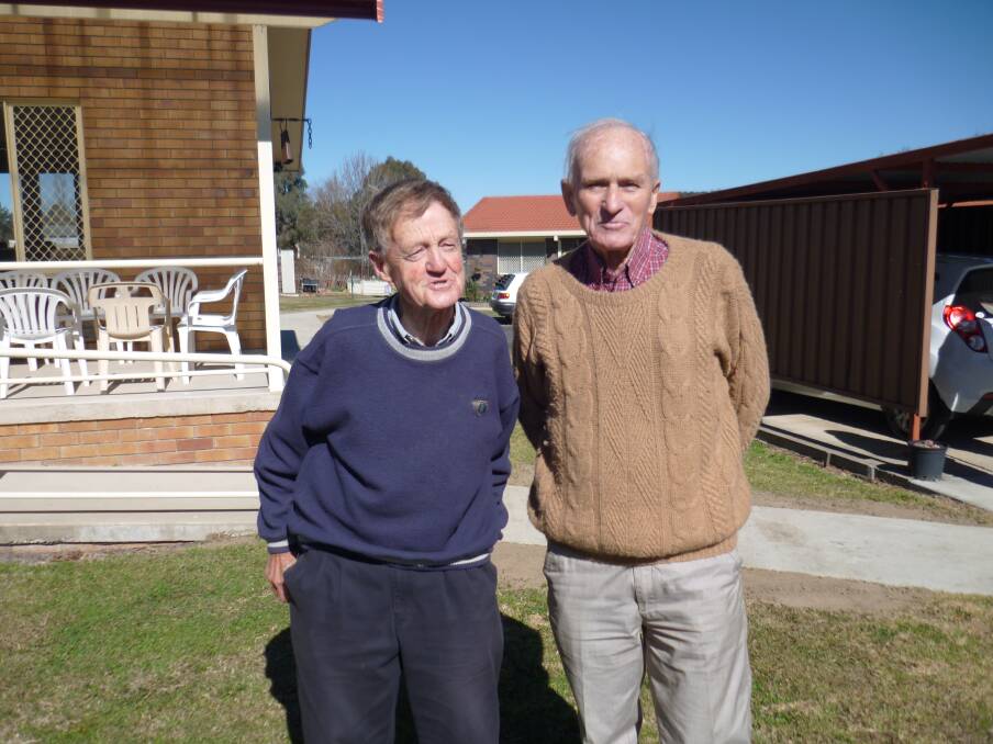 TOURING: Peter Campbell and Rob Curnow at the Karinya Homes morning tea earlier this month. Photo: Contributed. 