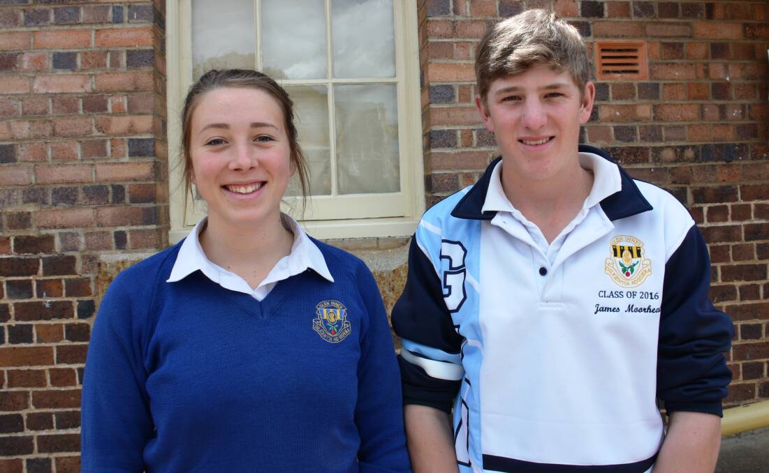 HANDLING THE STRESS: Year 12 students Jamaica Sparks and James Moorhead.