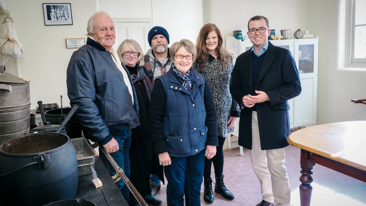 HISTORY: Glen Innes History House volunteers, President Malcolm Wehr, left,Dianne Gallagher, Stephen Gregori, Eve Chappell and Pam Grimes with Northern Tablelands MP Adam Marshall