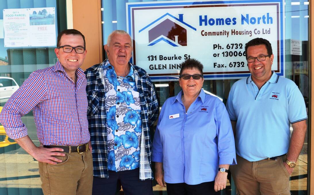 HOME SWEETER HOMES: Northern Tablelands MP Adam Marshall, left, met with advisory group chairman Bob Kelly and Homes North executives Anne Wolfenden and Ben Jacobs at Glen Innes last week.