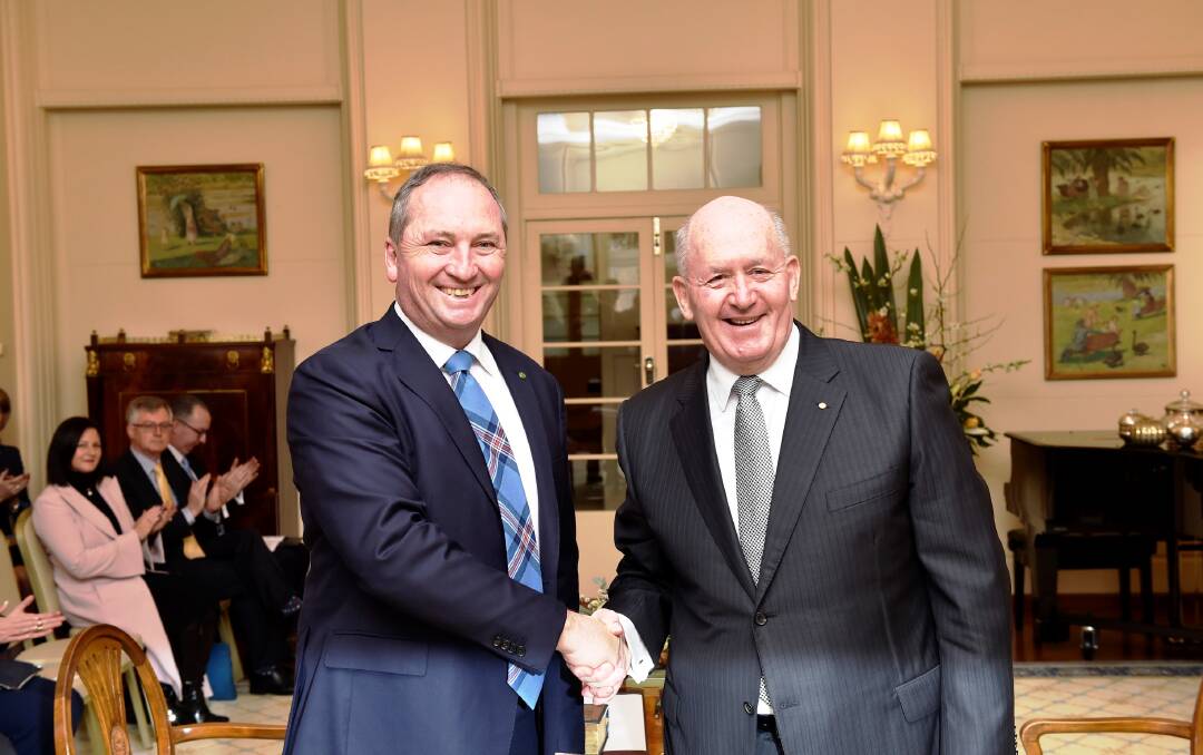 SWORN IN: Deputy Prime Minister Barnaby Joyce being sworn in by the Governor General, His Excellency, Sir Peter Cosgrove.