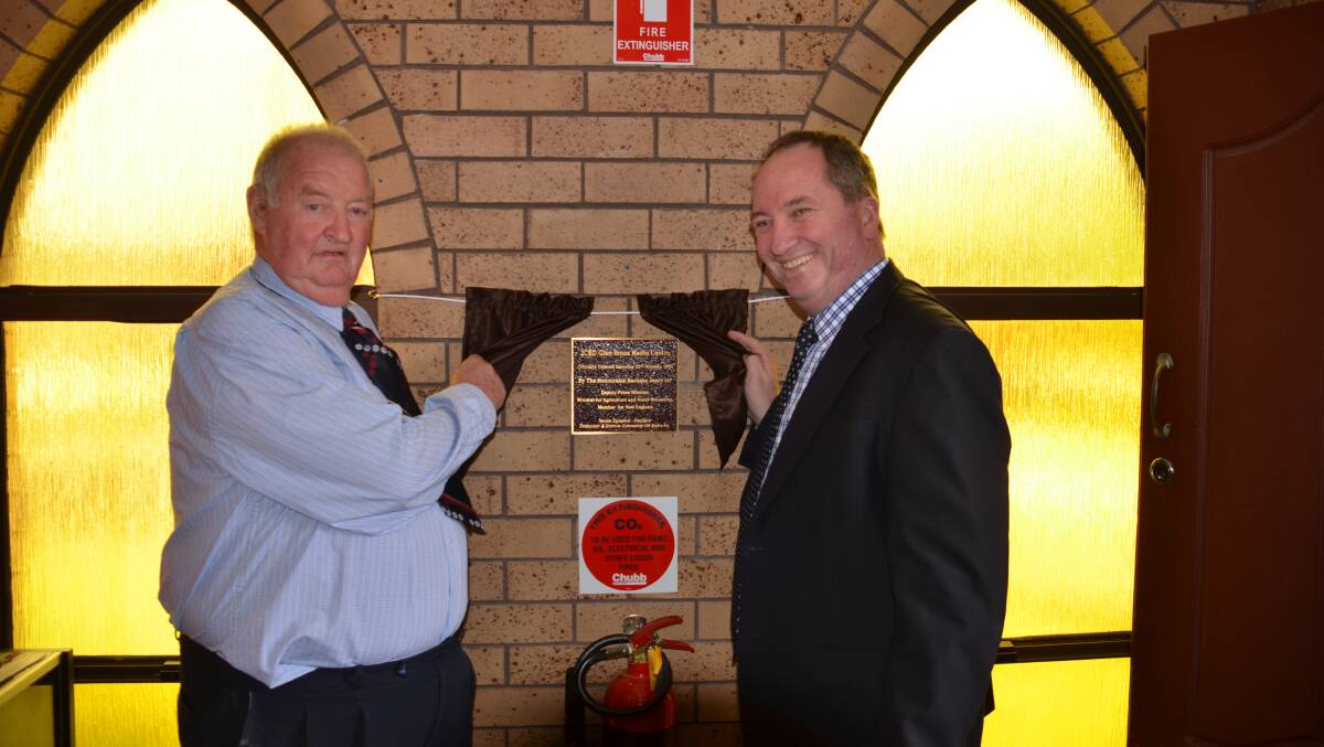 GRAND OPENING: 2CBD President Neville Campbell with Deputy Prime Minister Barnaby Joyce officially opening the new premises. Picture Craig Thomson 