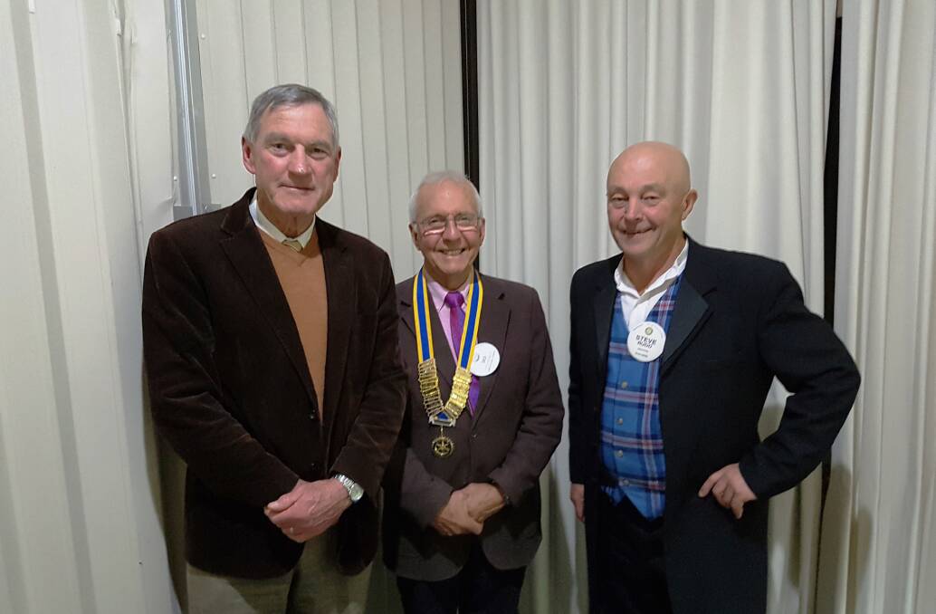 LOCAL FOCUS: Mayor Colin Price, new Rotary president Desmond FitzGerald and outgoing president Steve Rudd