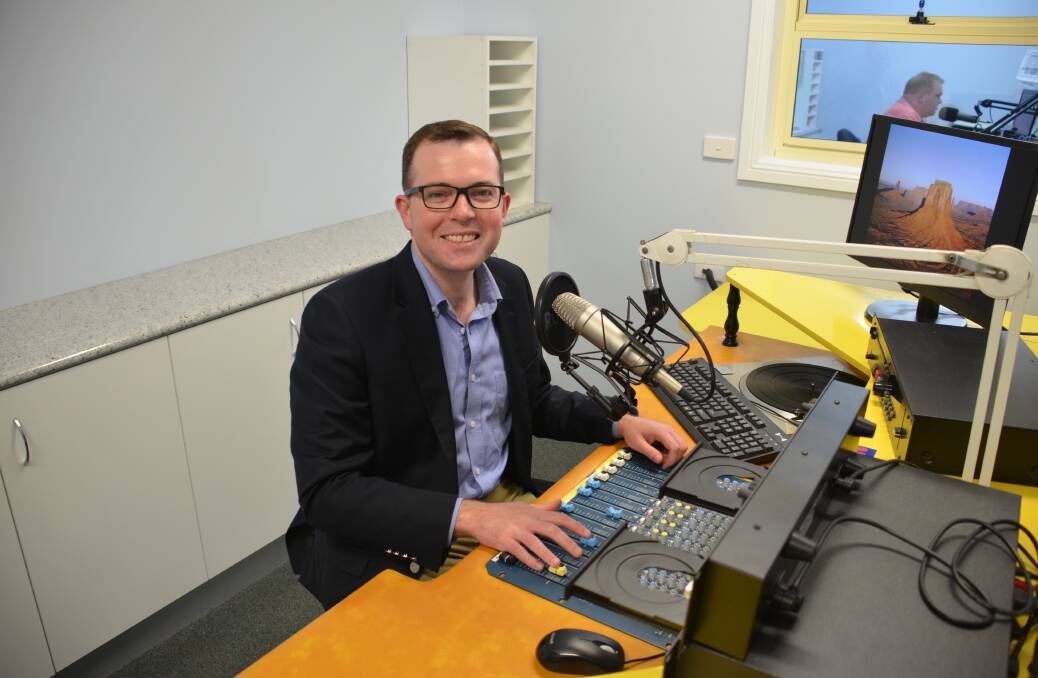 Northern Tablelands MP Adam Marshall in one of the 2CBD broadcast studios.