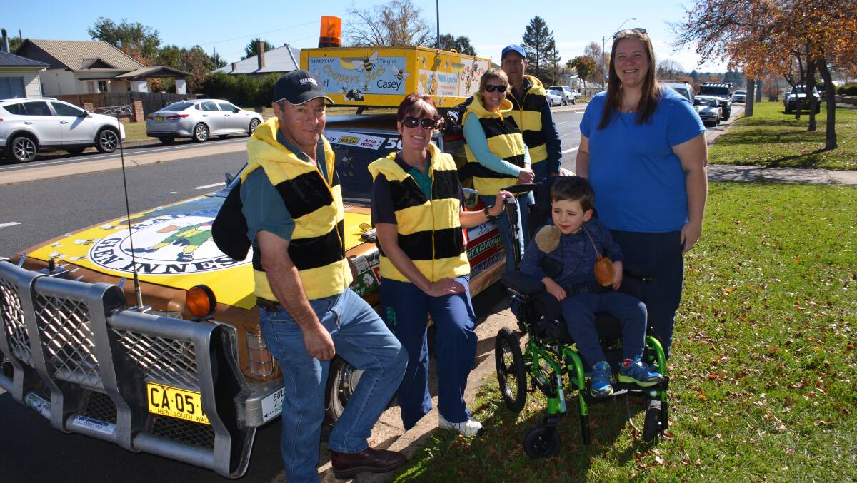 JUST THE BEE'S KNEES: Logan Maybon and mum Rochelle catches up with Baz and Deb Stapleton and Hound and Tina Wolfe (and Nanna, Car 505) before the Variety Bashers set off again.