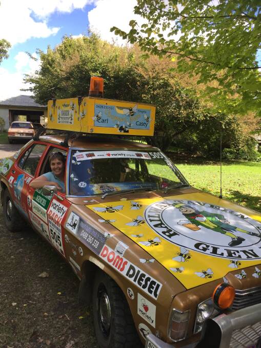 FIND A SPOT: Winning entries in the school colouring-in comp will adorn Tina Woolfe's rally car on its week-long Variety Bash outing in May.
