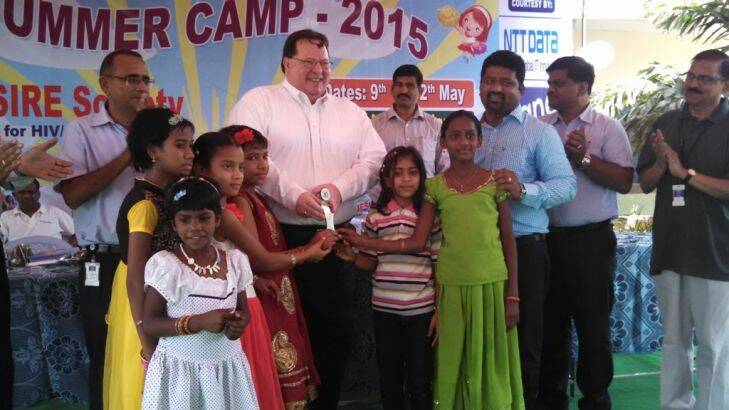 Children at the Desire Society's home for HIV/AIDS orphans in India. Second photo with US Consul General in Hyderab Photo: Supplied