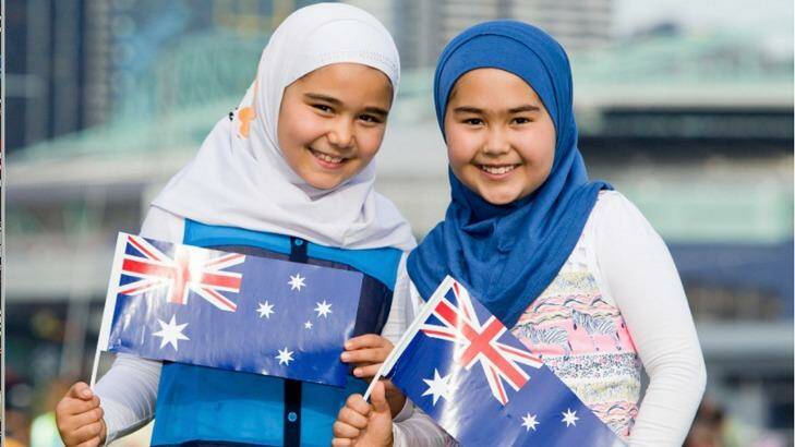 The billboard featuring two Muslim Australian girls was removed following complaints from some constituents. Photo: Victorian Government