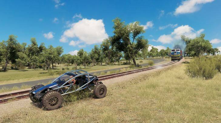 Just racing a train in an aluminum dune buggy. As you do.