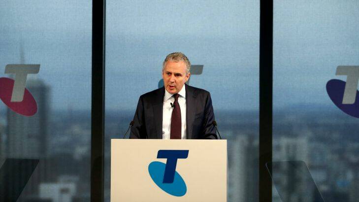  Telstra CEO Andy Penn announcing the full year results
Photo Pat Scala , Melbourne , AFR
Thursday the 17th of August 2017 .