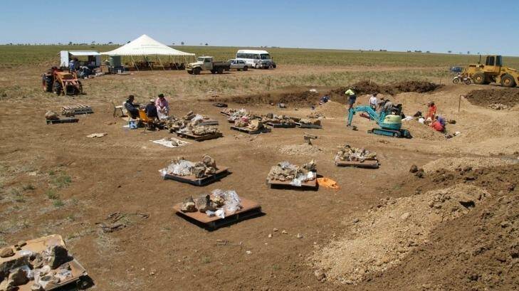 The central-western Queensland site in 2005, when the fossils were found. Photo: David and Judy Elliott, Australian Age of Dinosaurs Museum