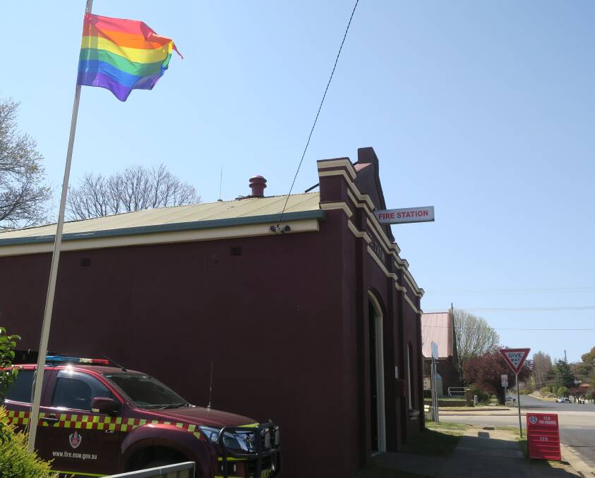 The flag over Glen Innes fire station on Thursday.