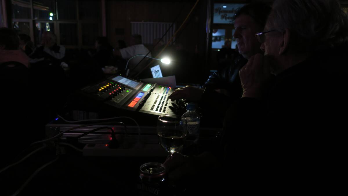 Keeping the beat going: the sound desk at the Services Club.