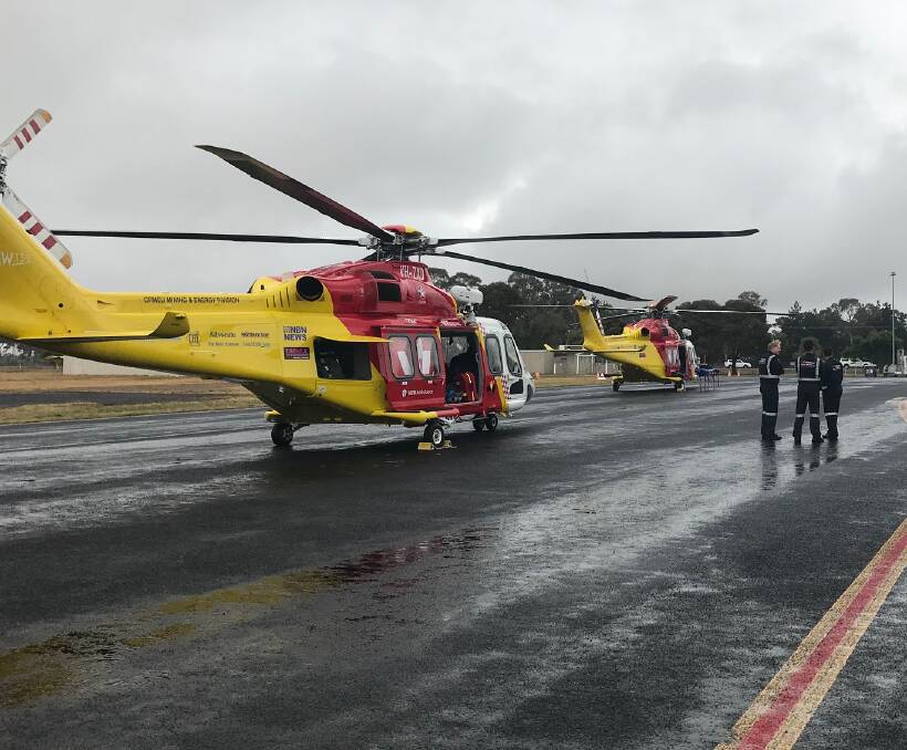 The Westpac Rescue Helicopters from Tamworth and Newcastle collected the patients at Armidale Airport.