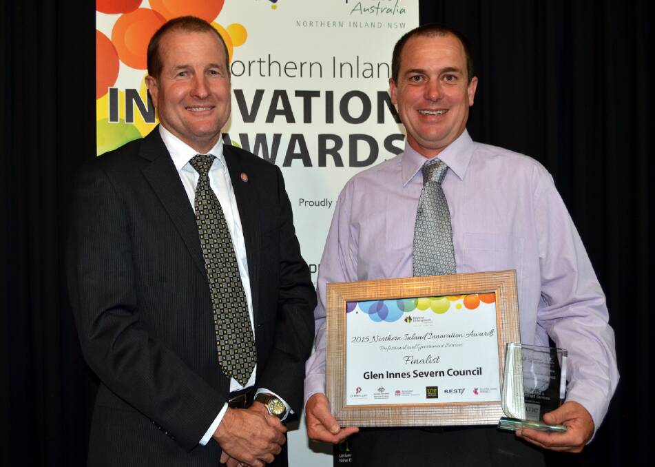Professor David Lamb from UNE, with Ian Trow, representing “Professional and Government Services” finalist, Glen Innes Severn Council.