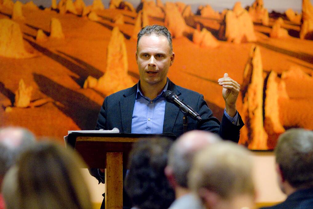 Mercurius Goldstein speaks at the Tamworth Education Forum. Photo Tony Grant