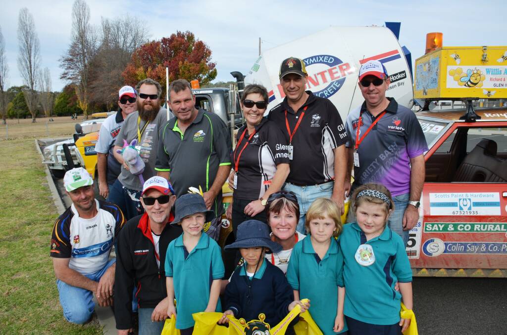 The Glen Innes crew of the variety club bash with local school children