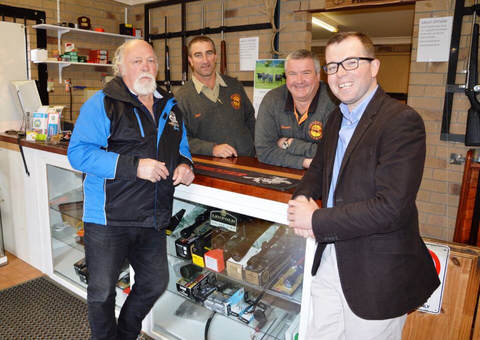 Rangers Hunting and Shooting Club President Geoff Mackay, left, Secretary Steve Constable and Secretary Warren Kennedy with Northern Tablelands MP Adam Marshall. 