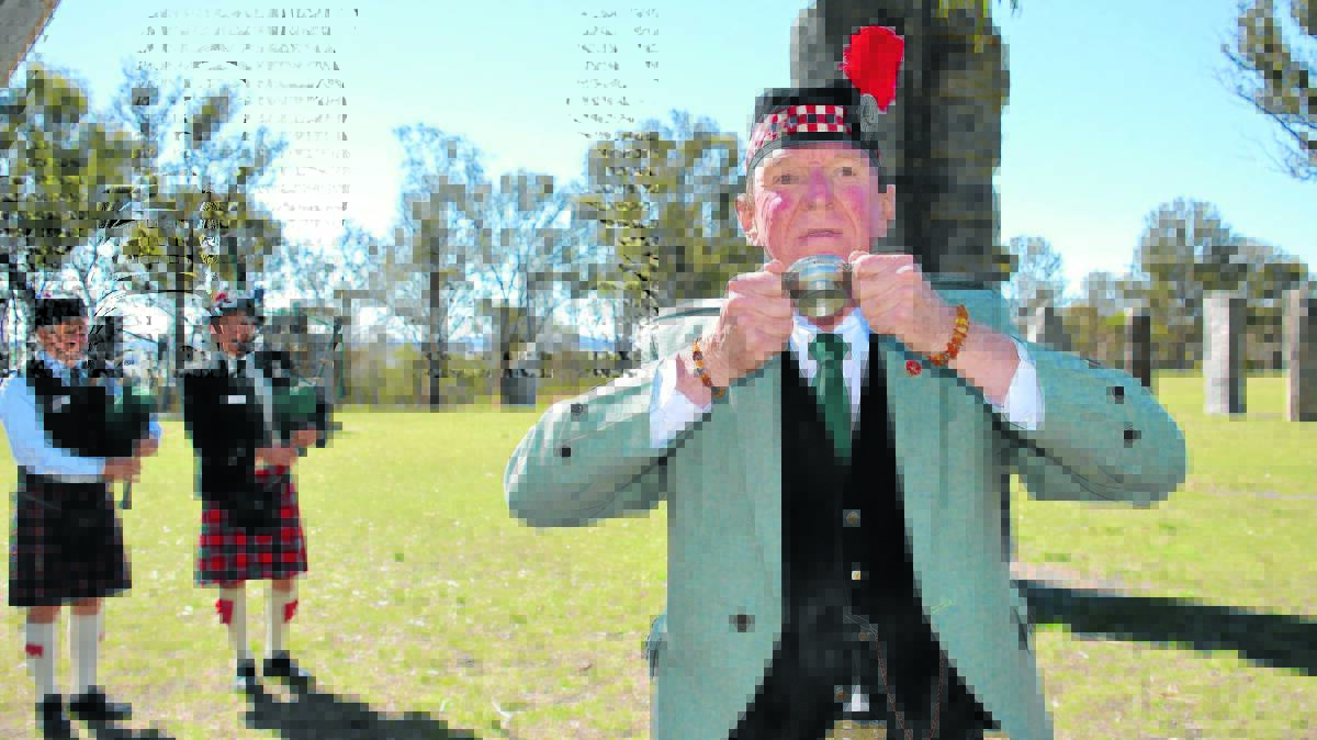o A wee dram: George Robertson-Dryden toasts bonnie Scotland to the accompaniment of pipers Paul Hanson and Eric Sinclair at the Australian Standing Stones ahead of the Scottish referendum.