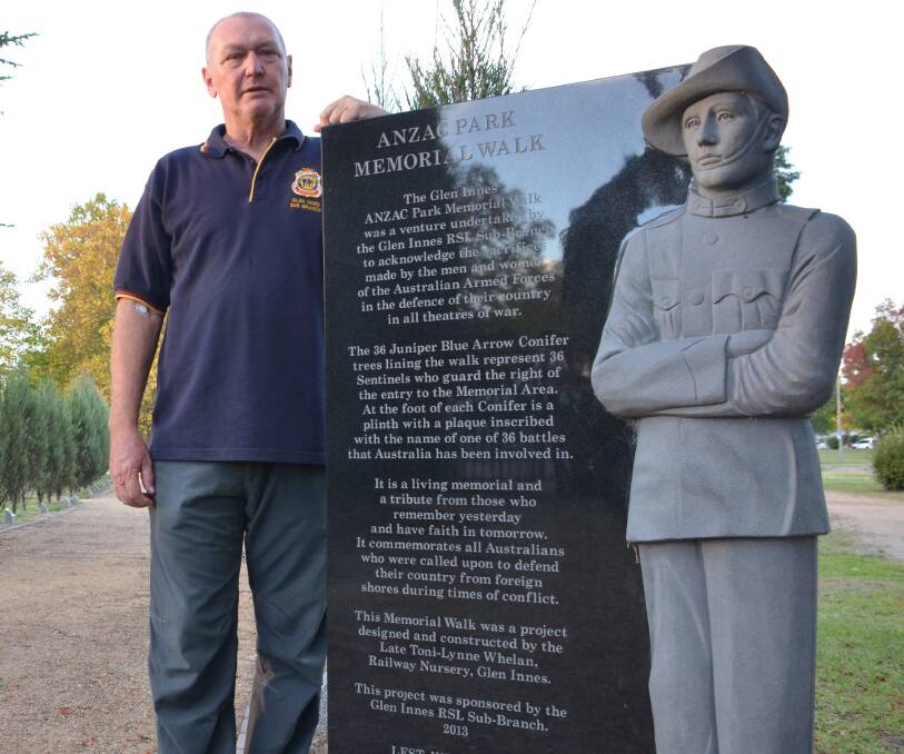 o Remembrance: Glen Innes RSL Sub Branch President Gordon Taylor said the new monument at Anzac Park will be open during this year’s service at the march on Friday.
