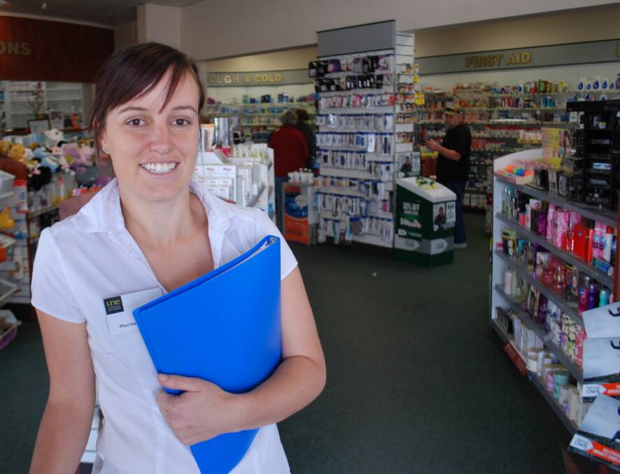 o On the job: Fourth year Pharmacy student at the University of New England Ashley Orgill is keen to promote the importance of a healthy lifestyle, with free 10 minutes health checks at Timbs Pharmacy tomorrow.