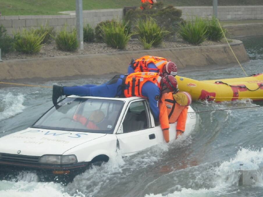 o Emergency training: Andrew Hutton performing in a swift water rescue scenario involving a motor vehicle. 