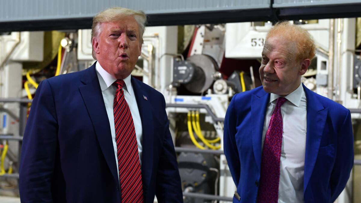 US President Donald Trump and Australian billionaire Anthony Pratt at the opening of Pratt Paper Plant in Wapakoneta, Ohio in 2019. Picture by AAP Image/Mick Tsikas