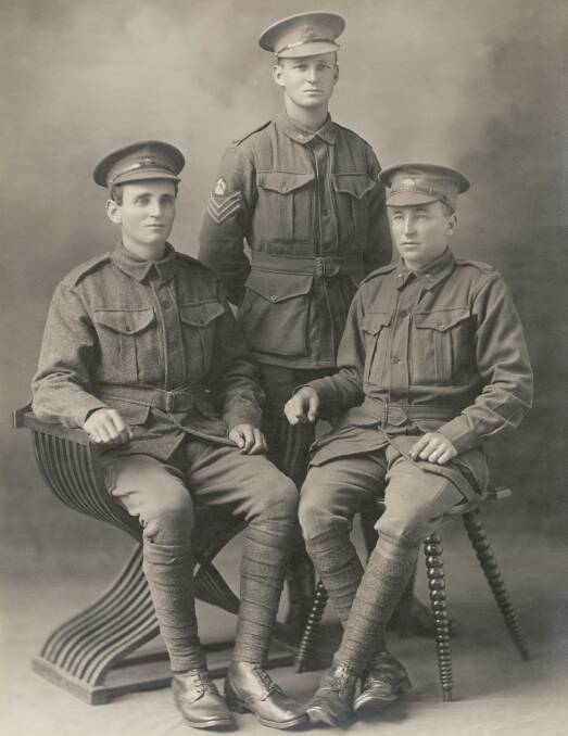 CASUALTIES OF WAR: Brothers and 17th Battalion soldiers, Theo, William and George Seabrook, died in the same battle, their first, in Belgium in 1917. Picture: AWM H05568