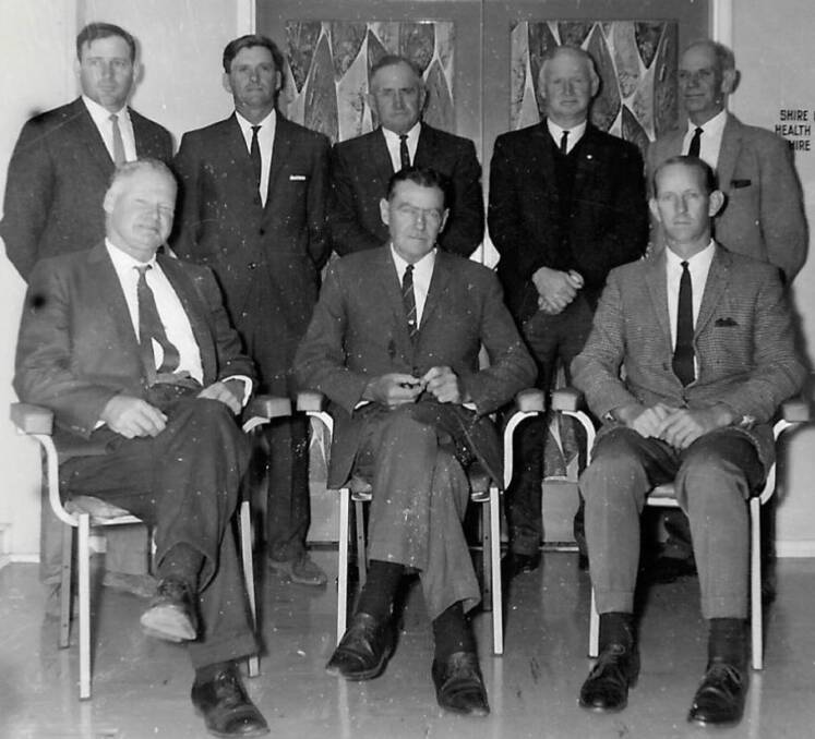 Severn Shire Council 1965-1968: (back) David Robertson Cuninghame, Allan Kempton, Bill Cameron, Len Donnelly, Jack Price, (front) Claude Cullen, Barney Brennan (Shire President). Geoff Thomas (Deputy Shire President). 