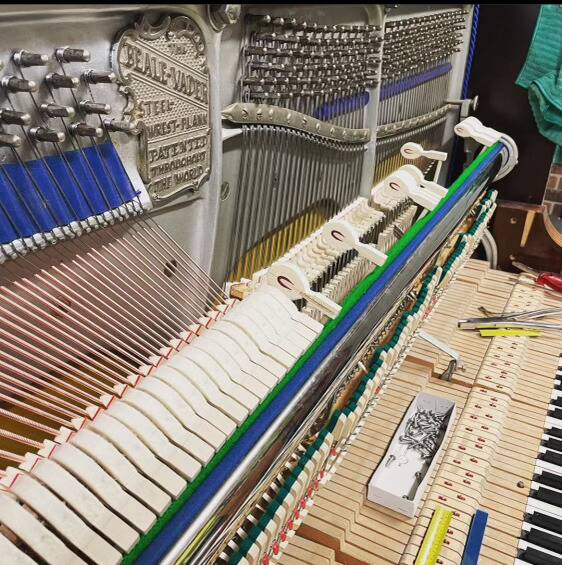 The inside of an upright piano. Picture supplied