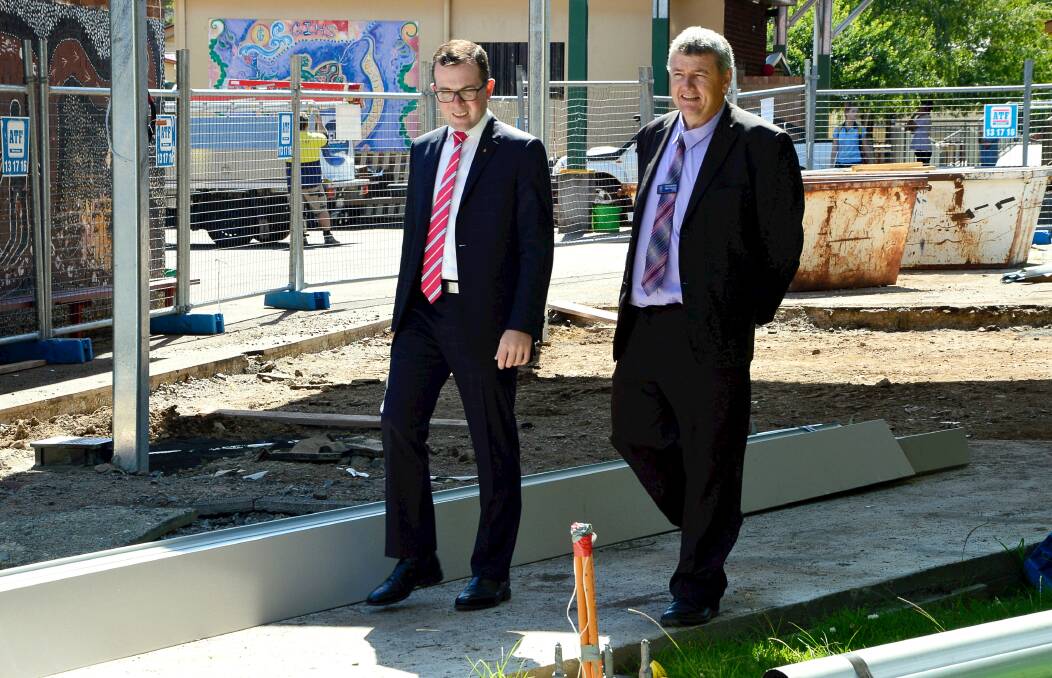 On track: Glen Innes High School Principal Adam Forrester, right, shows Member for Northern Tablelands Adam Marshall around the newly upgraded school quadrangle.