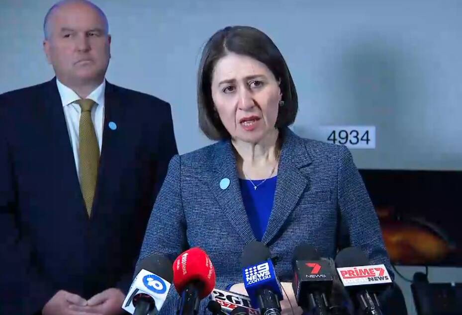 NSW Premier Gladys Berejiklian at Tuesday's press conference. Picture: Nine News