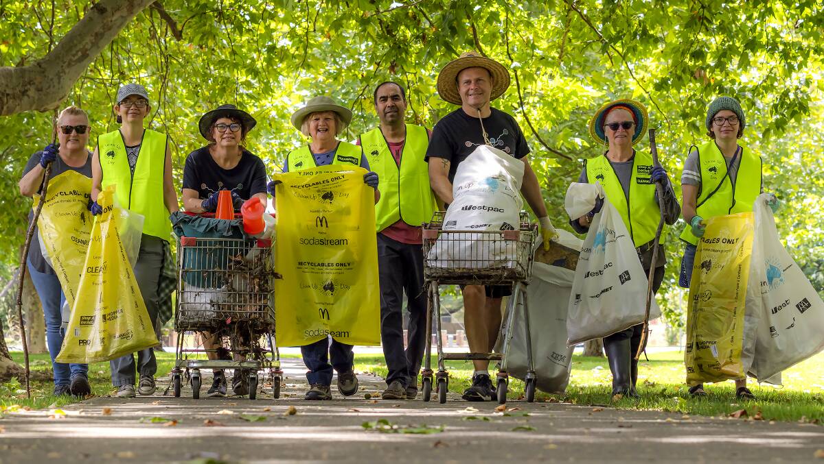 TRASH: Glen Innes volunteers took to the streets and parks for Clean up Australia Day. Photo: Tony Grant