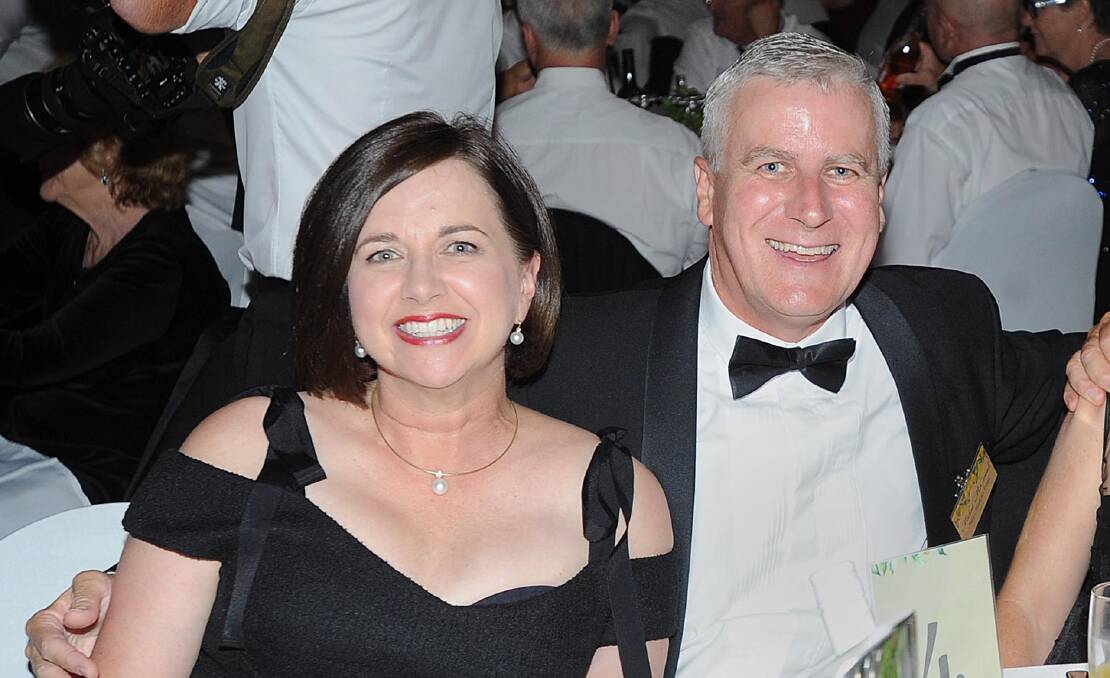 Michael McCormack and his wife Catherine at the Murrumbidgee Turf Club's 100 Club draw on Saturday night. Picture: Laura Hardwick