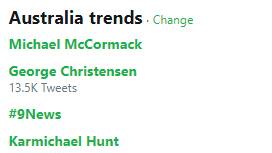 Michael McCormack was trending on Twitter after speaking on the Barnaby Joyce saga on Monday morning. Picture: Twitter/Screenshot
