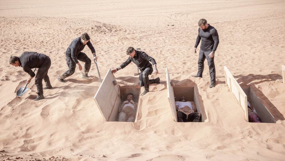 We started with "recruits" being "buried alive" in coffins. Picture supplied