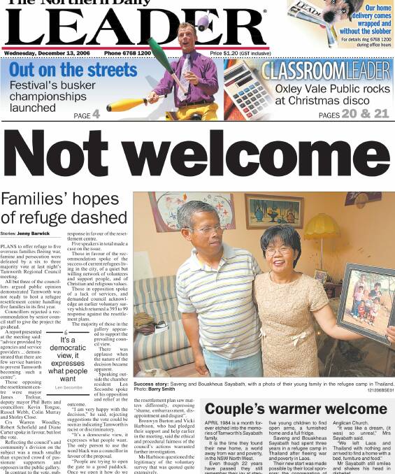 HISTORY: The NDL front page on December 13, 2006, after Tamworth Regional Council's controversial - and divided - vote.