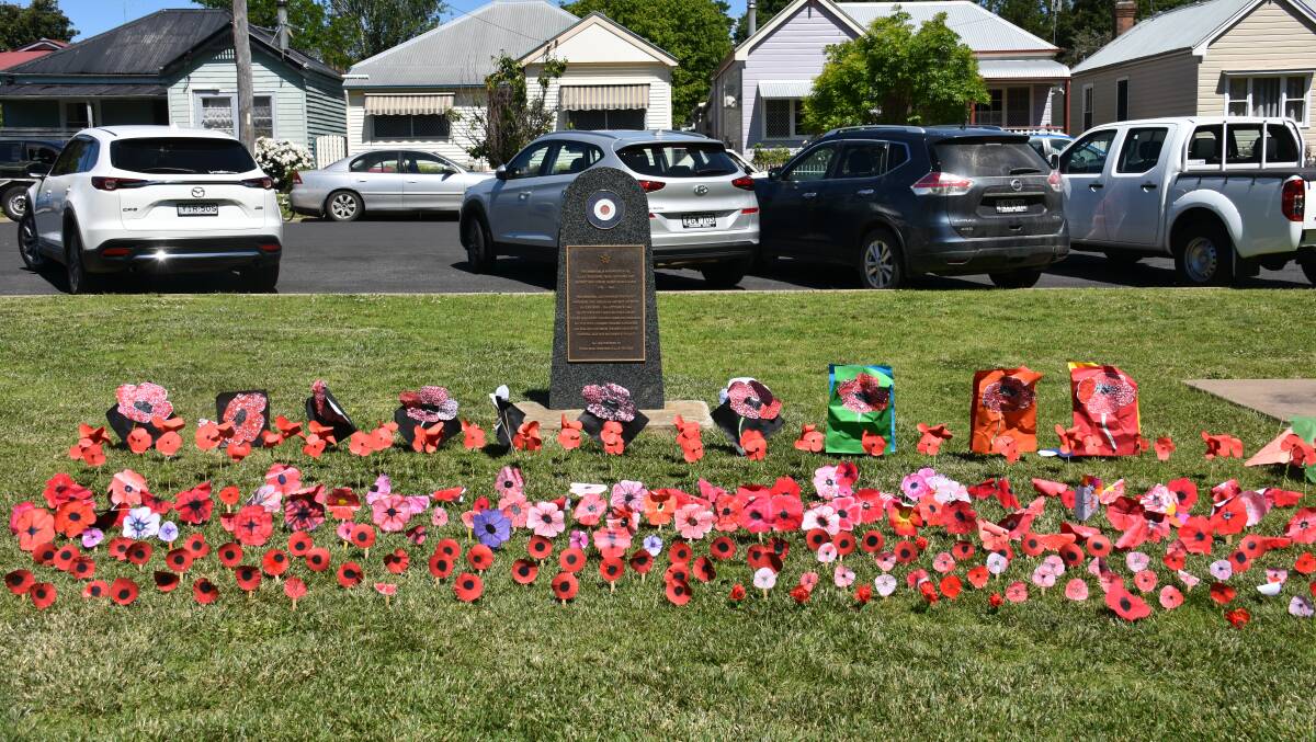 Poppies made by students at Glen Innes Public School at last year's Remembrance Day service.