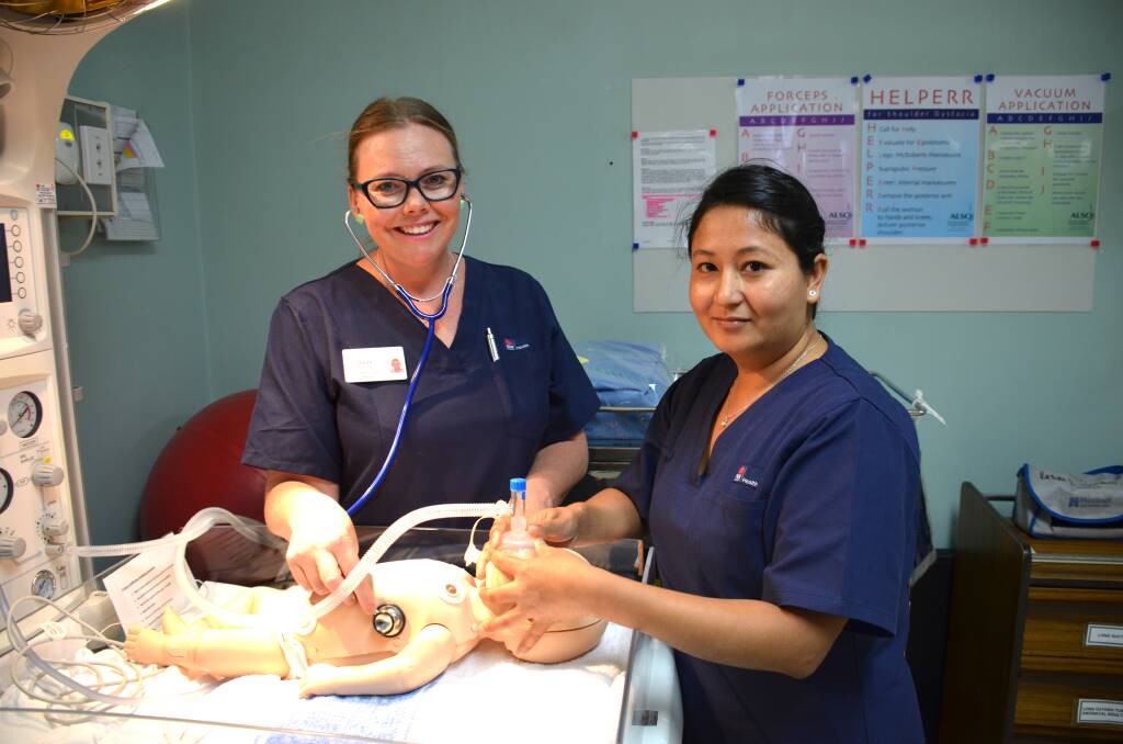 LEARNING FOR THE FUTURE: Clinical Midwifery Educator Sarah Whyte with student Anju Kafle at the Glen Innes Maternity Unit on Monday.