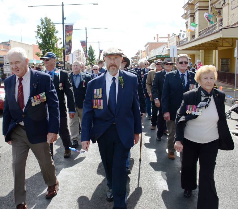 ANZAC DAY: Marching through the main street of Glen Innes on Anzac Day, 2016. This year marks 102 years since the landing by Australians at Anzac Cove.