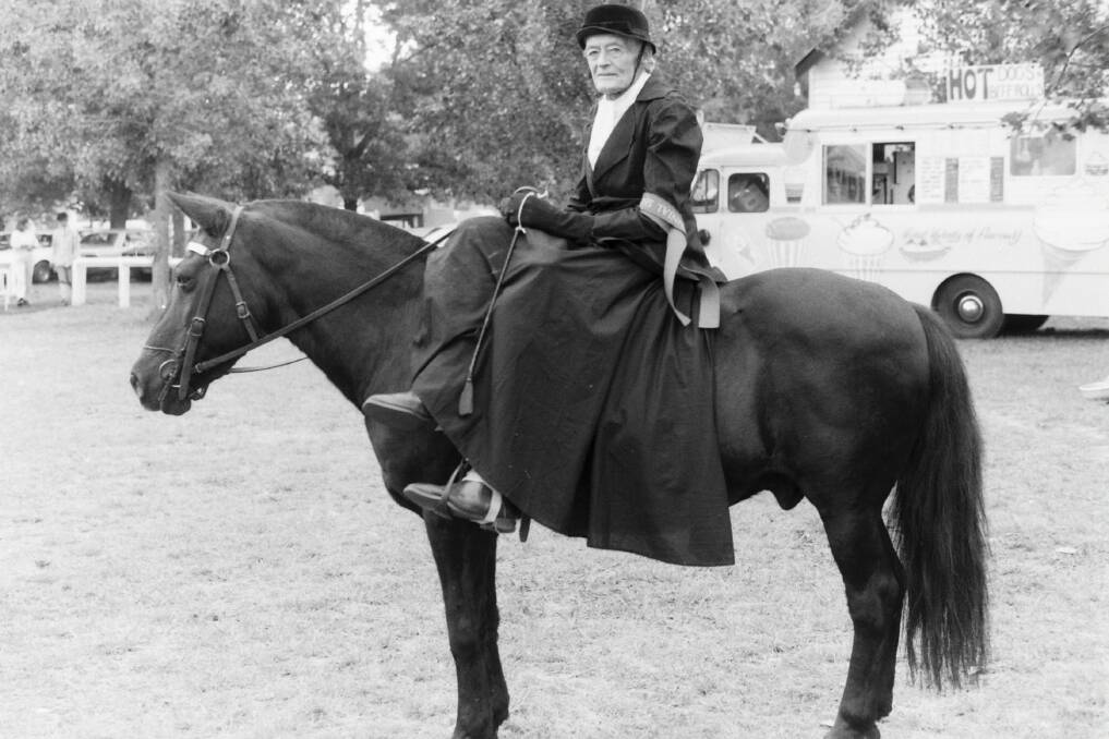 Setting the example: Rita O'Keefe in a role she was accustomed to - on horseback.