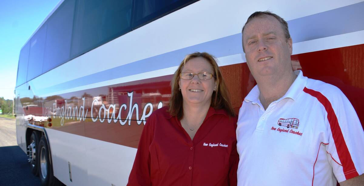 INCREASE: Glen Innes couple Daniel Arandale and Karen McAllister, who run New England Coaches, have had a 40 per cent increase in bookings. Picture: Craig Thomson