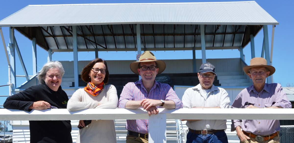 WINNING TEAMMATES – Deepwater Jockey Club Secretary Tricia Stack, left, Lindy Stevenson, Northern Tablelands MP Adam Marshall and Alex Robertson-Cuninghame and Don Macansh, patrons and past presidents and committee members, are all set for a huge January race day anniversary celebration of the Deepwater Jockey Club’s illustrious history.