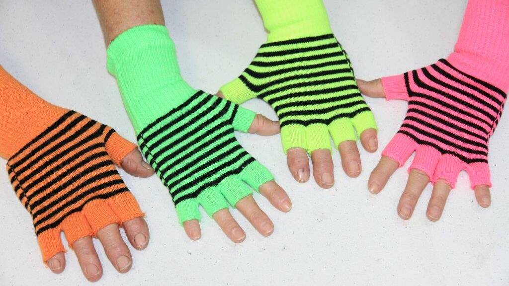 The gloves are available in four bright colours.