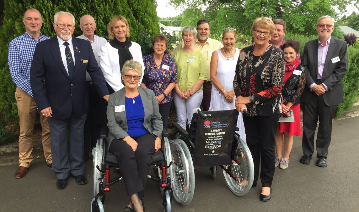 Member of the Glen Innes Masonic Lodge (supported by its ladies auxiliary group) are justifiably-proud of their efforts to purchase three wheelchairs for the Glen Innes hospital, with another three in the pipeline for Emmaville.