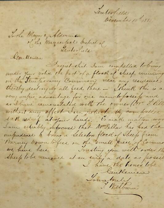 The letter penned by Thomas Wellburn in 1881.