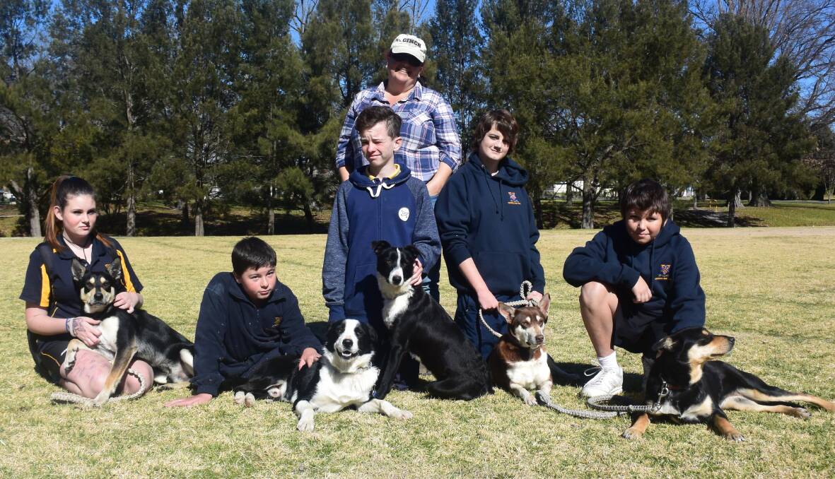 WAGS youth worker Penny Lamaro with (from left) Jade Wright and Tommy, Kurt Page and Winstone, Jake Ryan and Scarlet, Tamika McDonald and Dottie, and Matthew Kirk and Lulu.
