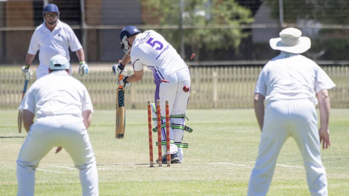 NOT THE BEST DAY OUT: Joel Jackson gets bowled for a duck in the Connolly Cup match against Tamworth. 